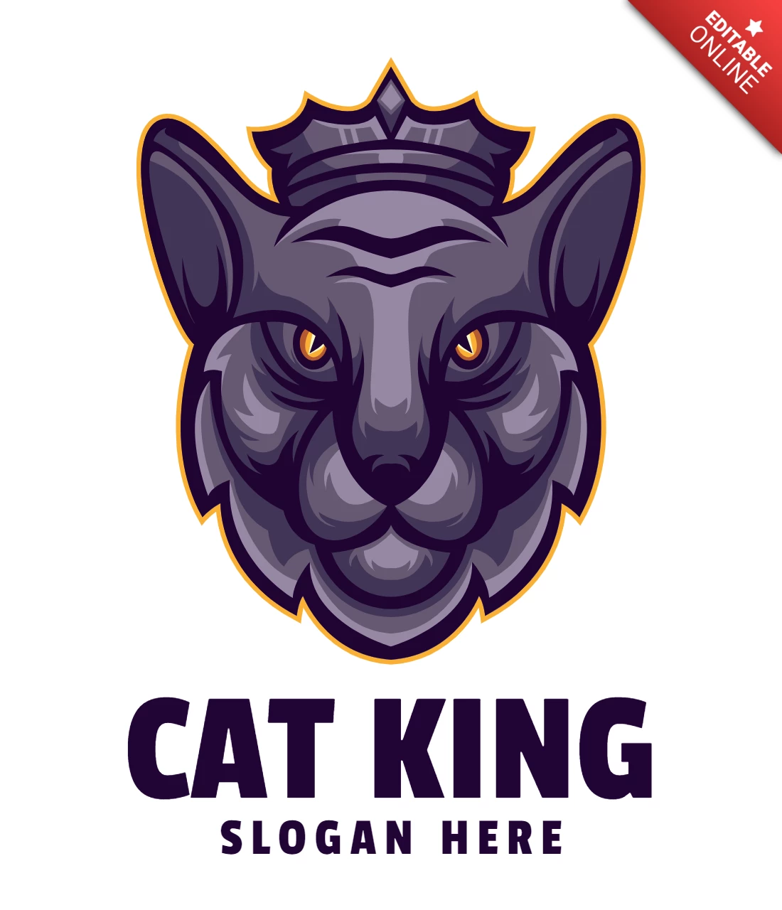 Cat King Logo Design Template