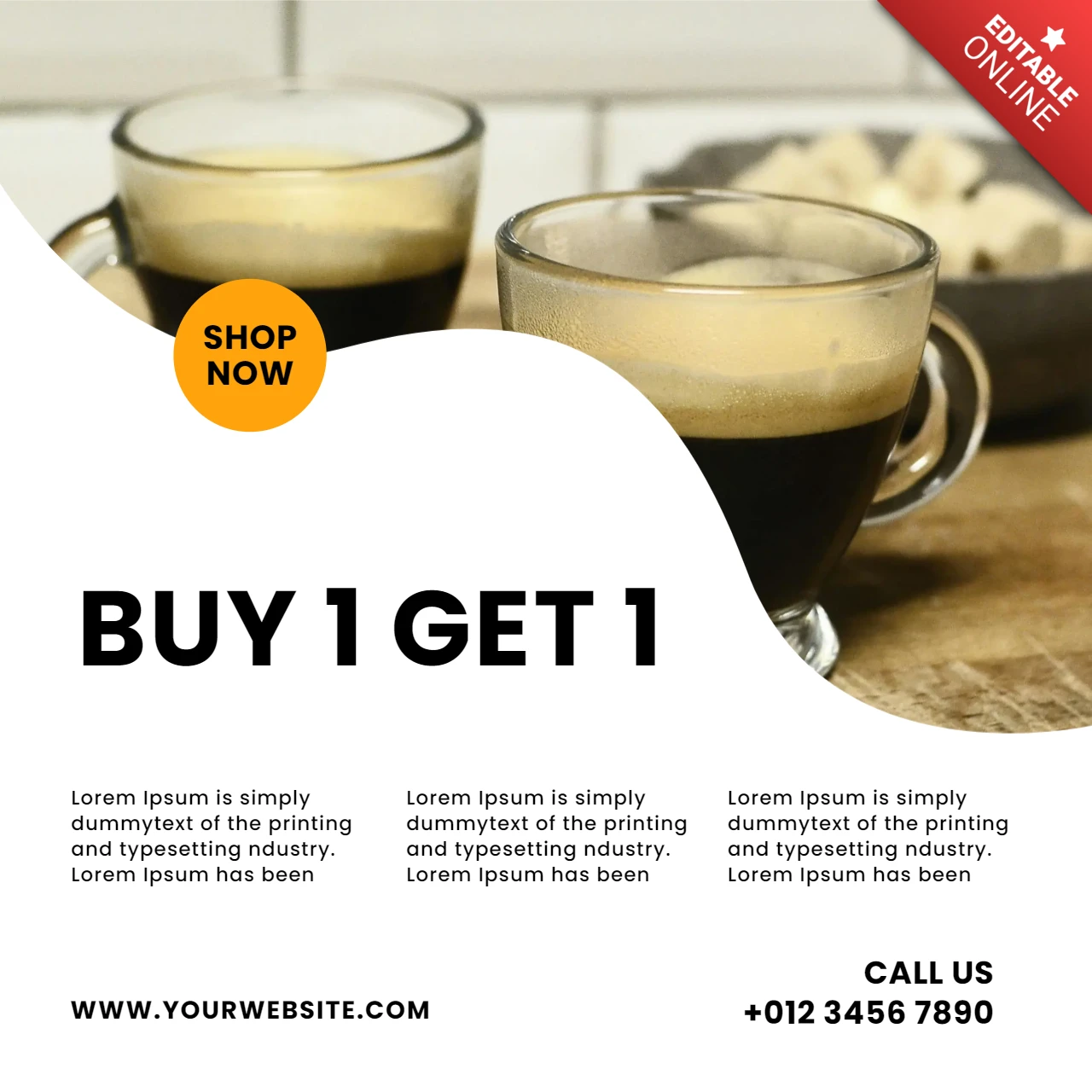 Buy 1 Get 1 Coffee Sale Instagram Post Design Template
