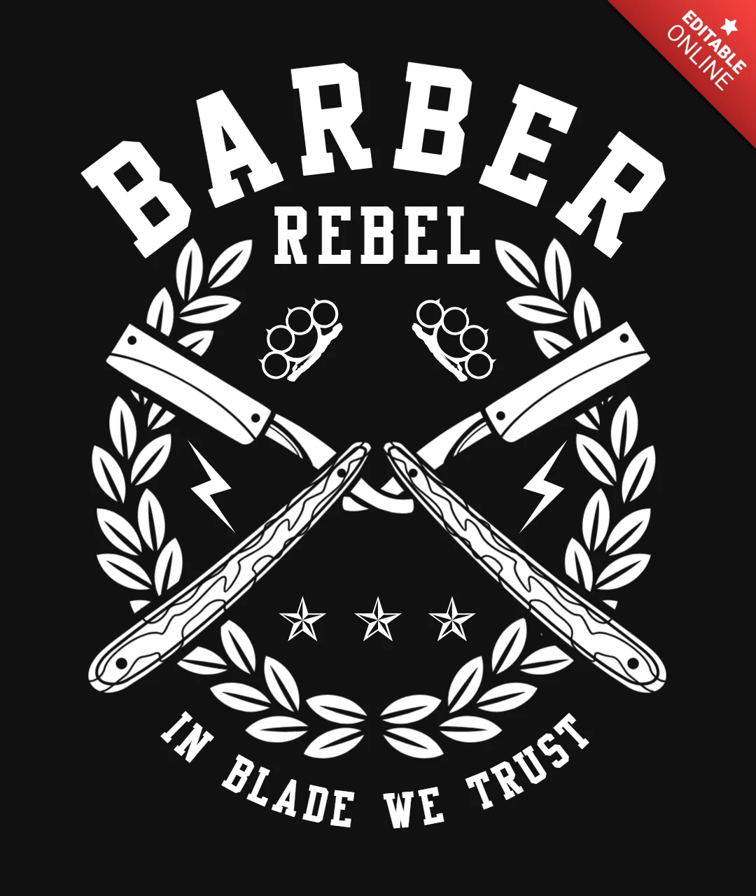 Modelo de design de camiseta Barber Rebel