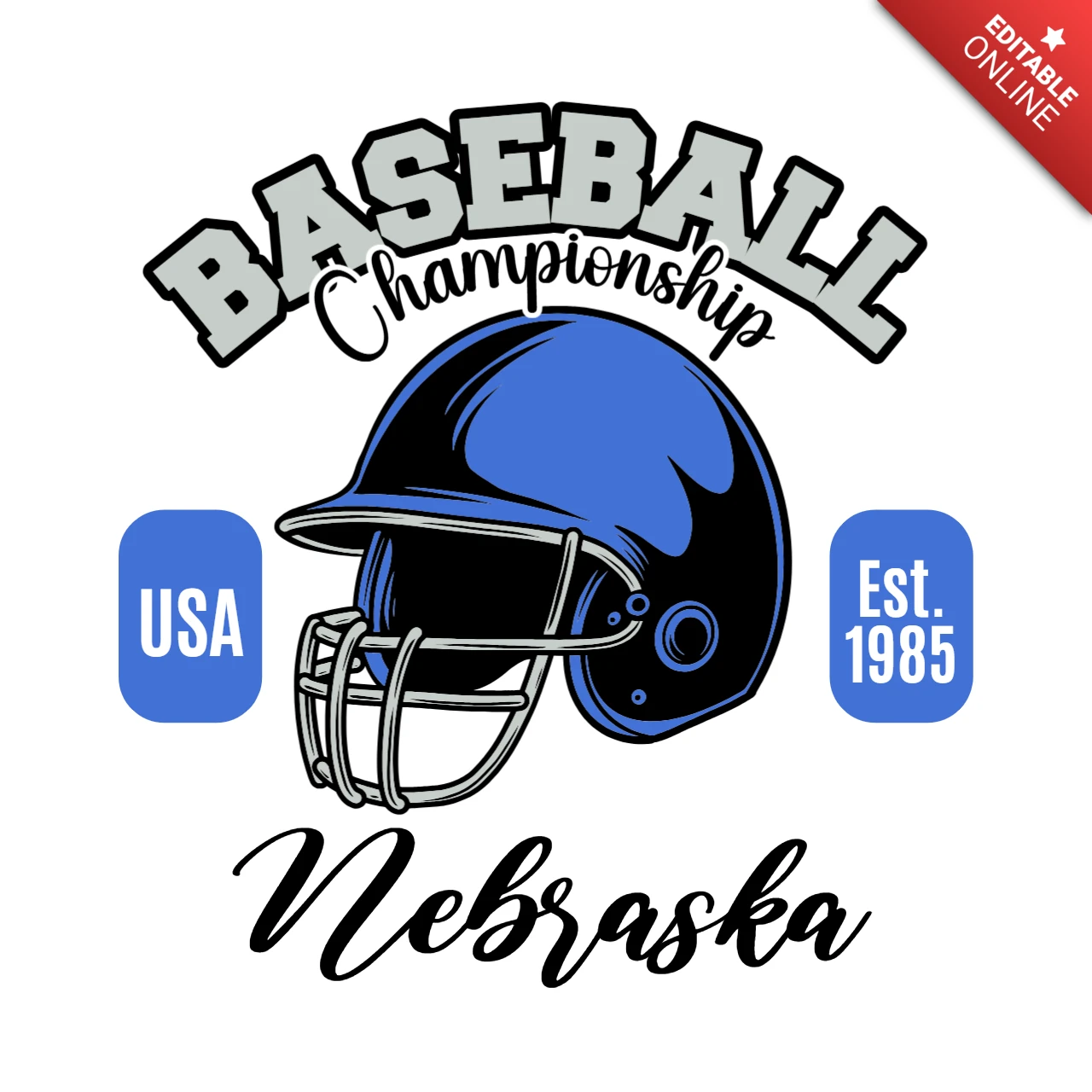 Nebraska Baseball Championship USA Finest Since 1985 T-Shirt Design Template