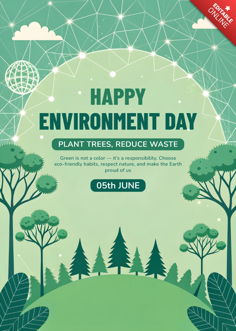 Green Environment Day Celebration Template with Modern and Geometric Elements