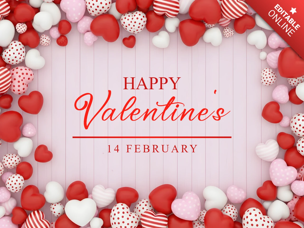 Valentine's Day Heart Design Template for Greeting Cards