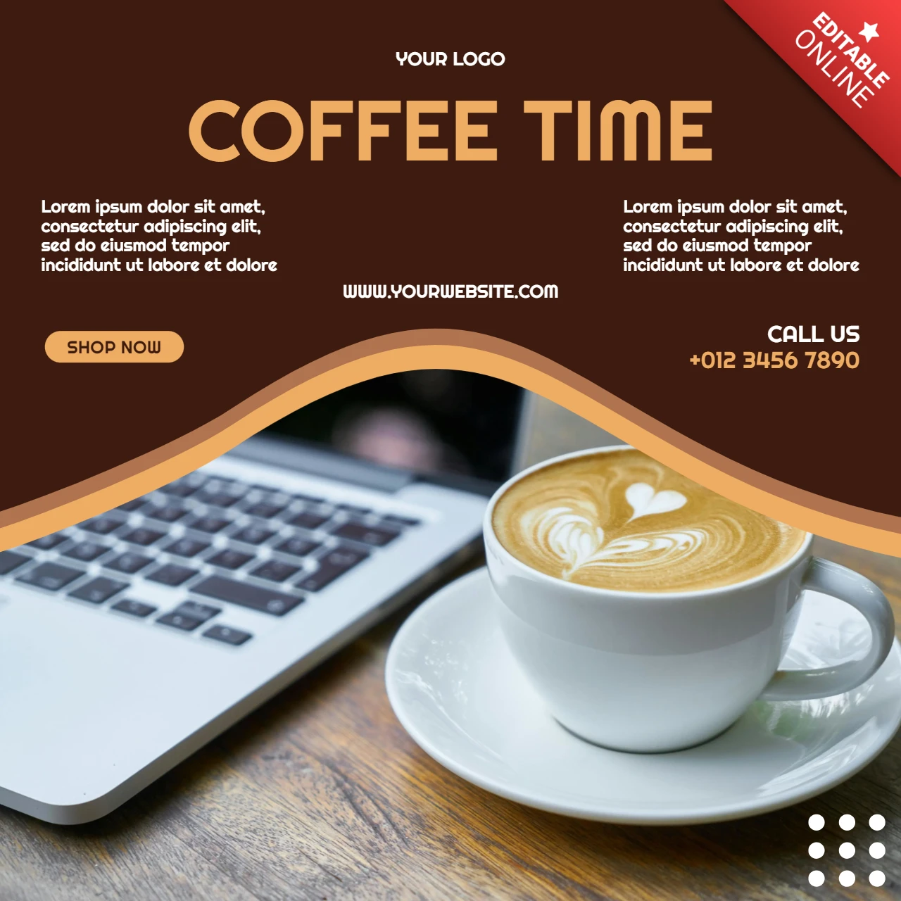 Cappuccino coffee time instagram post design template