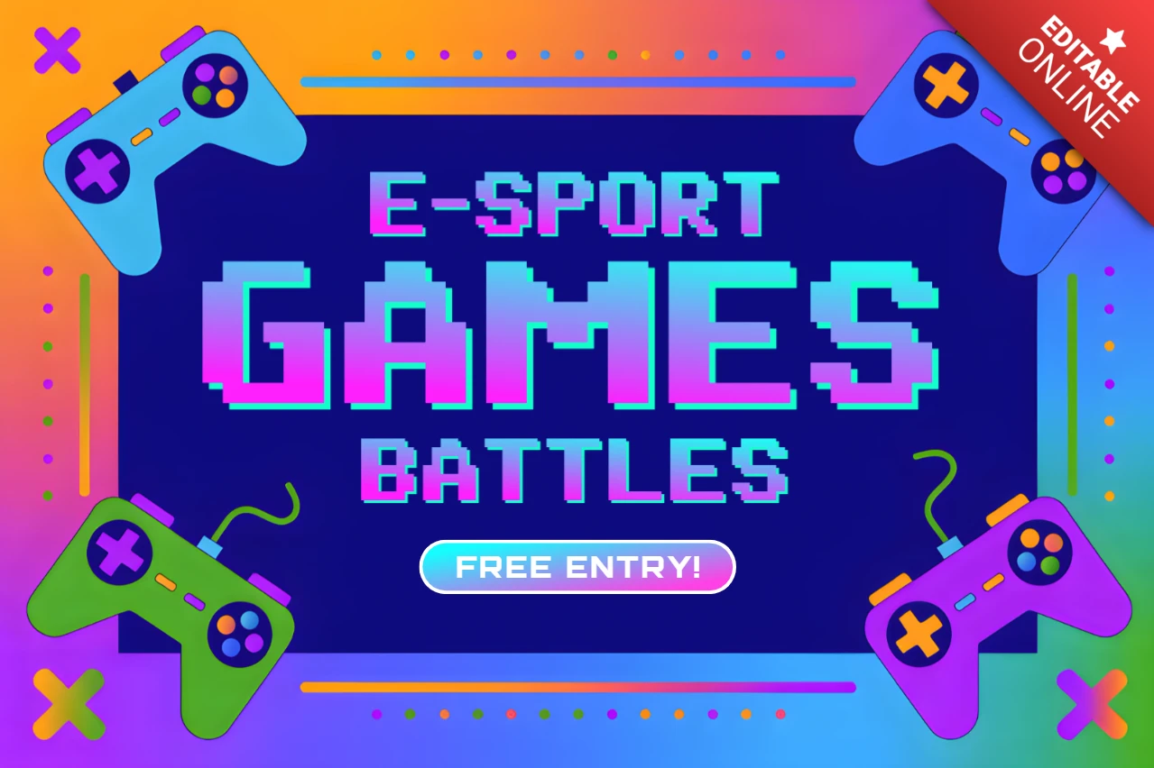 Retro-Gaming-Designvorlage für E-Sport-Event-Flyer