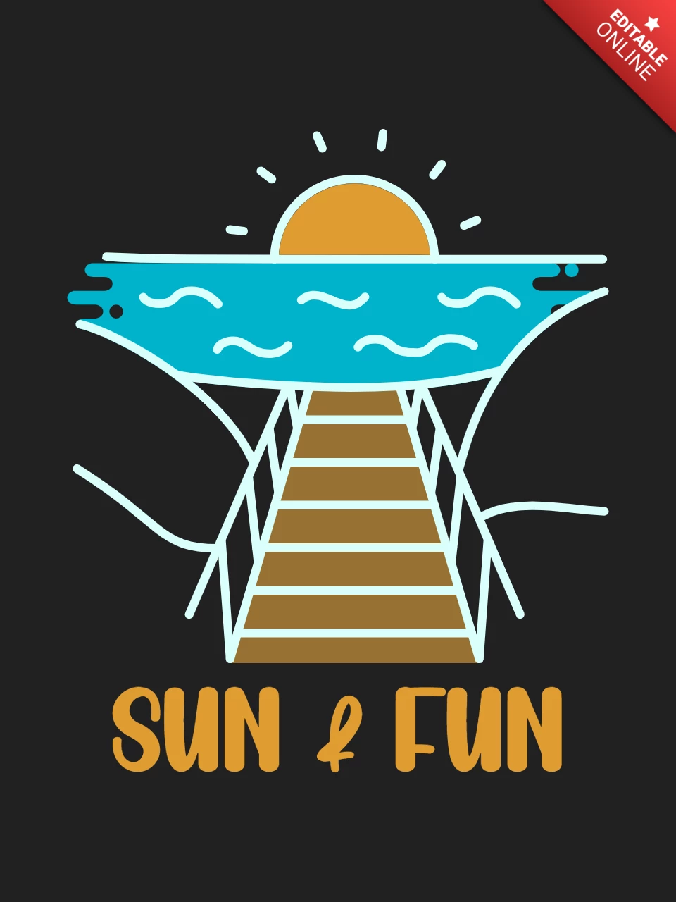 Design de modelo de camiseta de verão com sol e diversão