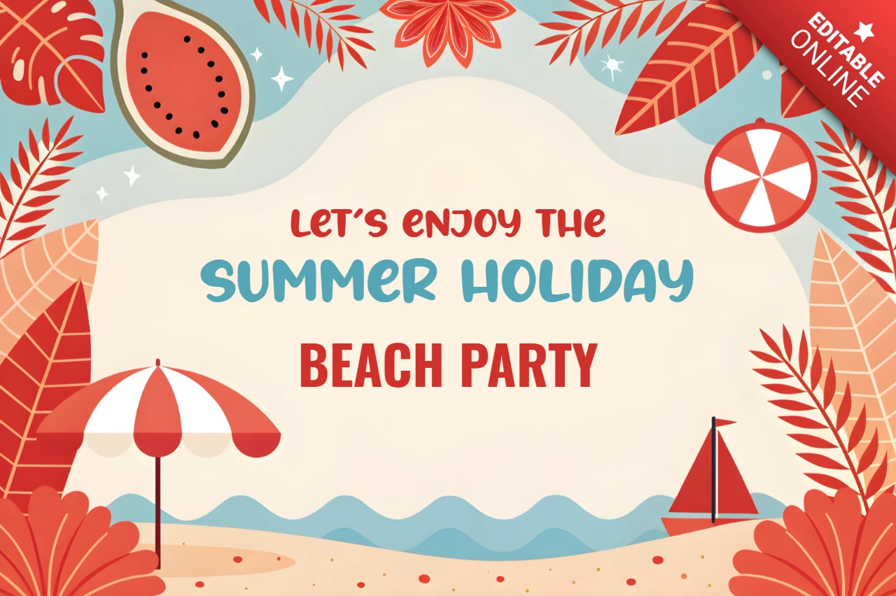 Sommerferien Strandparty Designvorlage im lebhaften tropischen Stil