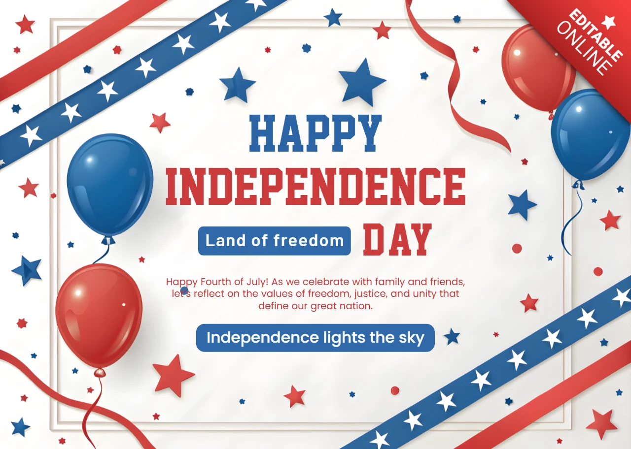 Plantilla de diseño festivo del día de la independencia americana con globos y estrellas.