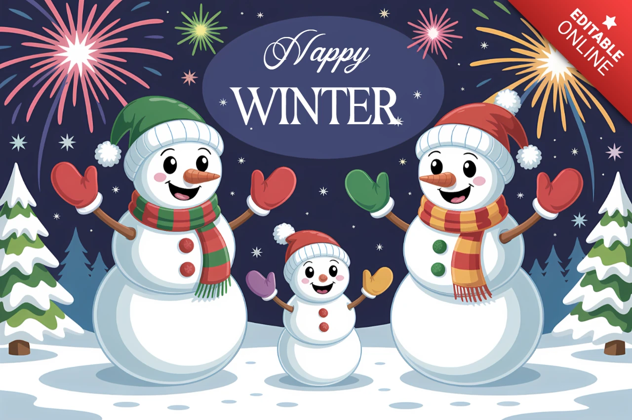 Winterwunderland Schneemann Designvorlage für Feiertagsgrusskarten