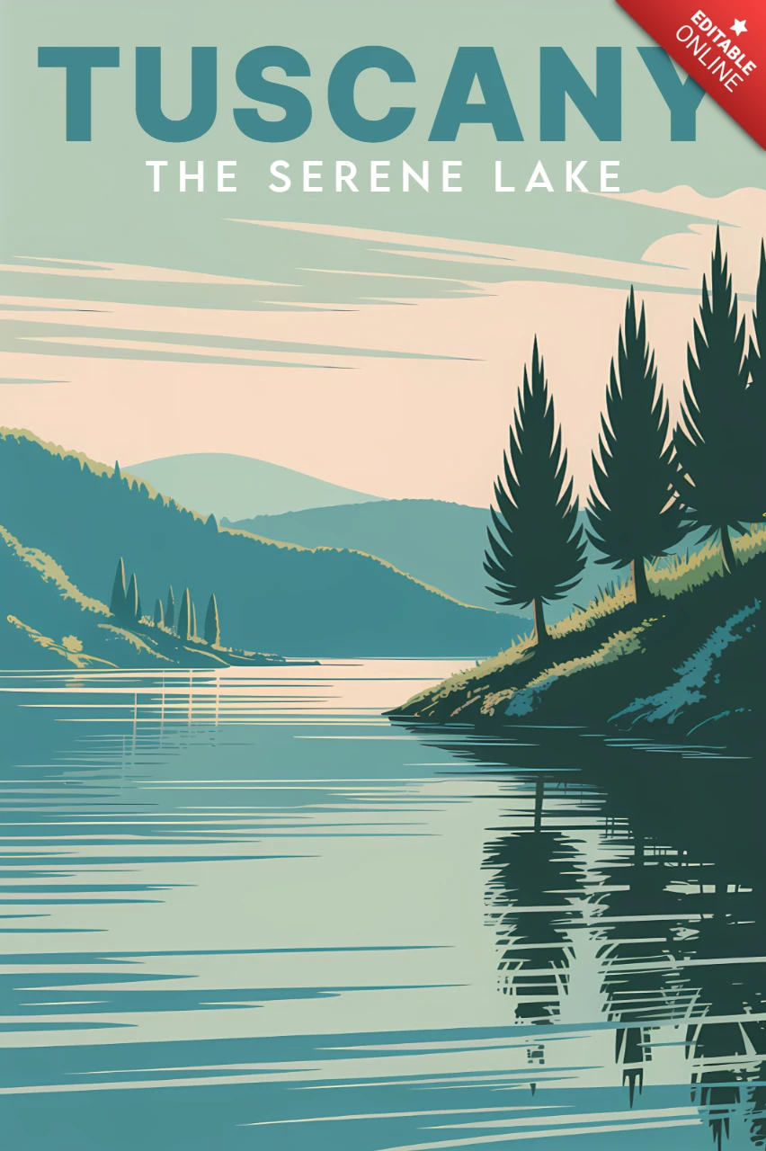 Serener See Toskana Designvorlage für Reiseposter
