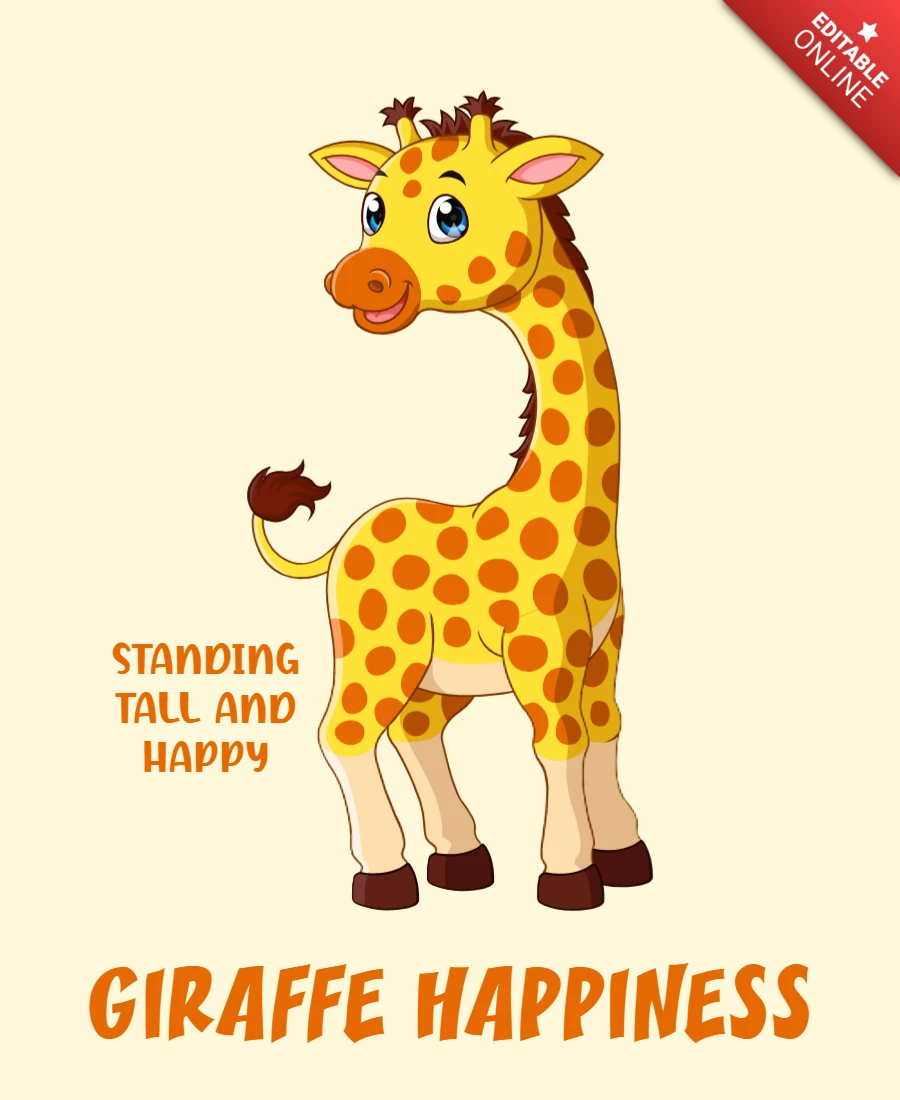 Modello di disegno della felicità della giraffa giocosa per i vestiti dei bambini