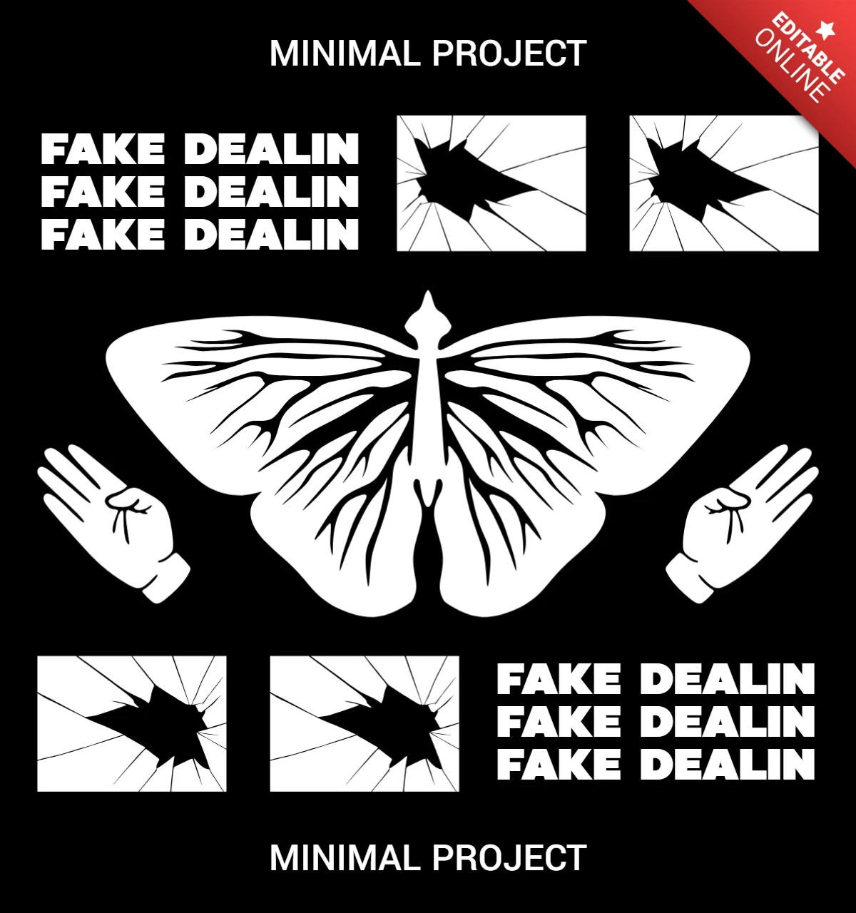 Minimalist Butterfly Design Template for Artistic Apparel and Merchandise