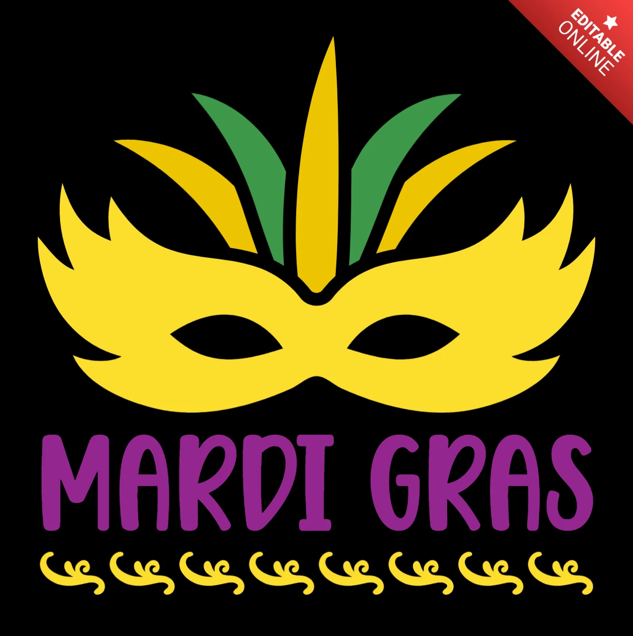 Mardi gras festliche Design-Vorlage mit lebendigen Maske und bunten Elementen