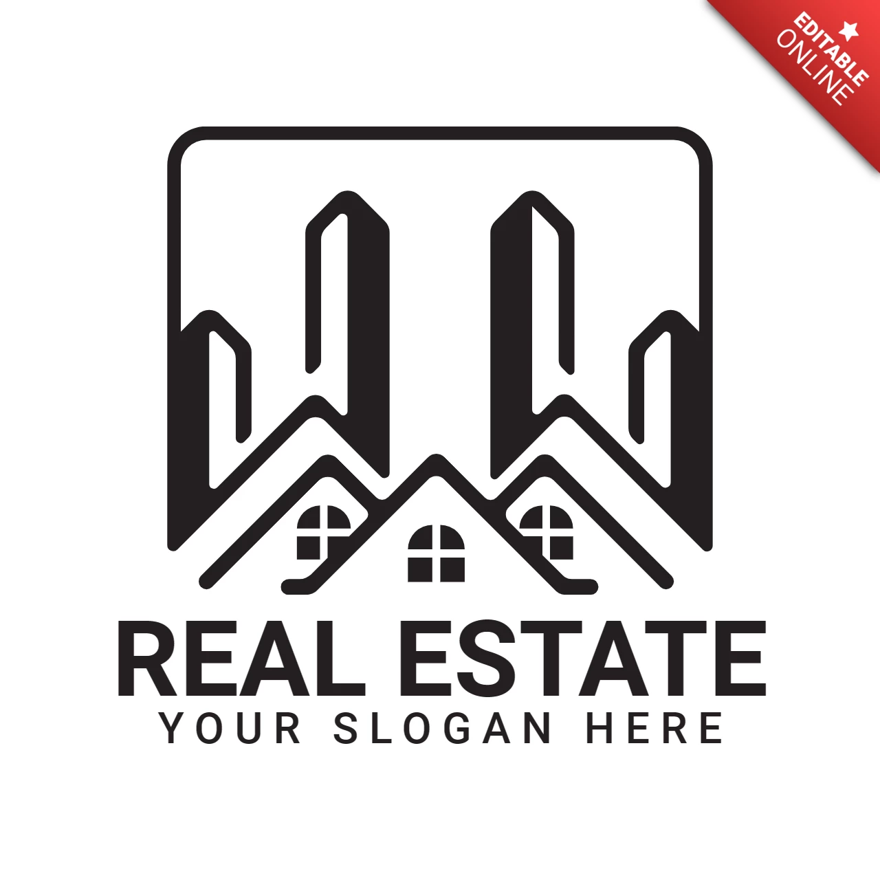 Real Estate Construction Company Service Logo Design Template