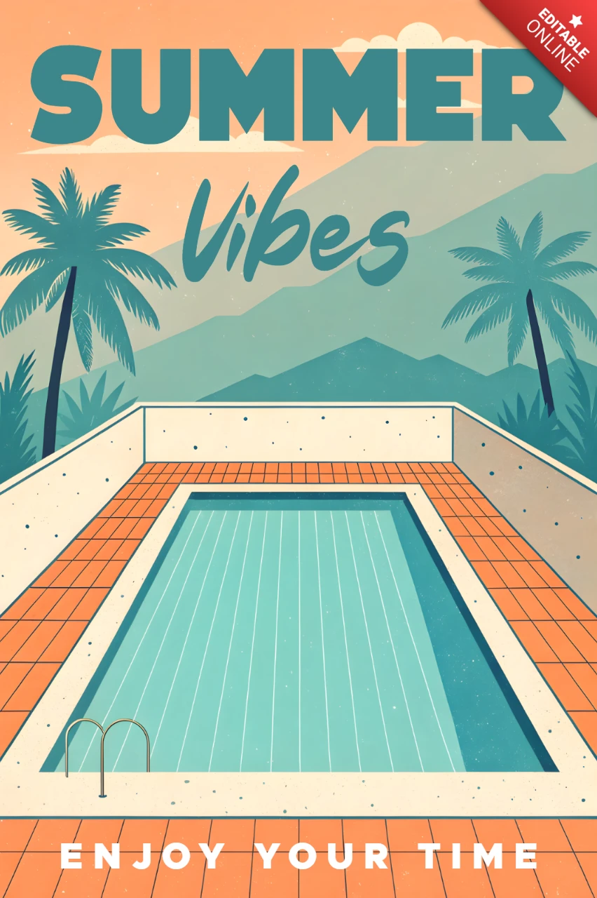 Summer Vibes Poolside Design Template for Posters and Promotional Materials