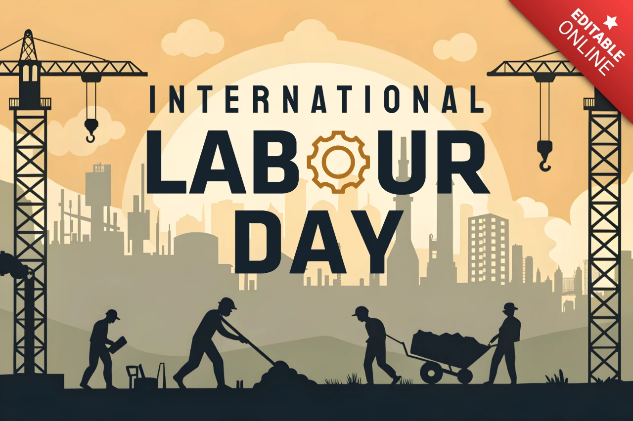 Plantilla de diseño de estilo industrial para el Día Internacional del Trabajo