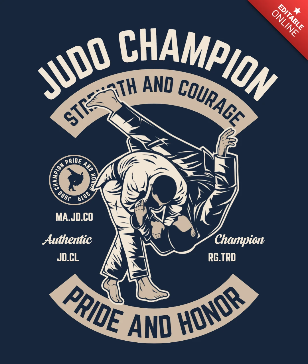 Judo Champion T-Shirt Design Template