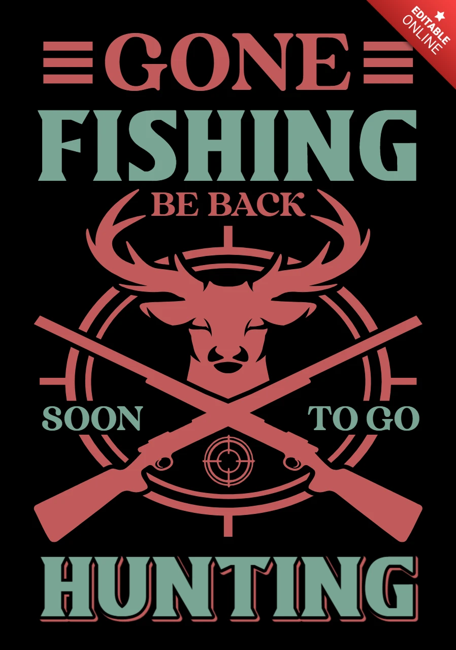 Modelo de design de pesca e caça em estilo vintage