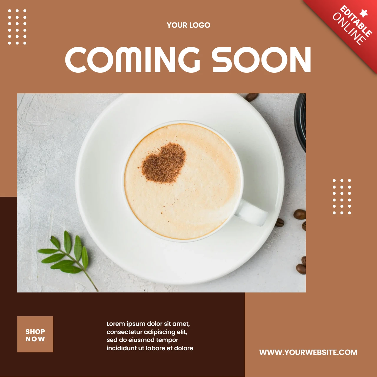 Modelo de design de post de mídia social para cafeteria barista em breve