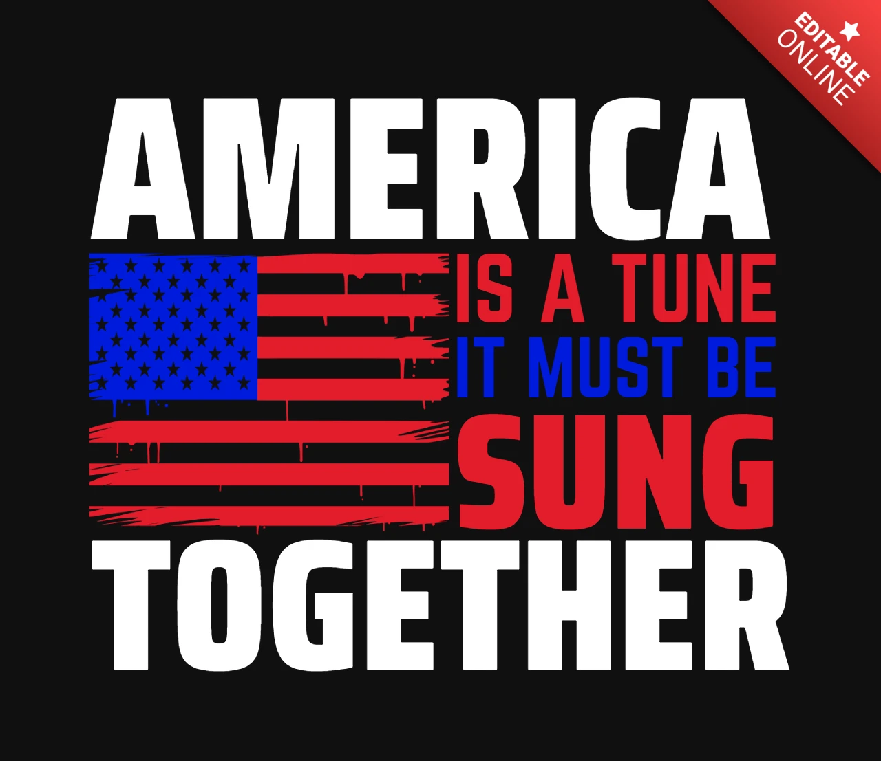 Шаблон дизайна футболки America is a tune independence