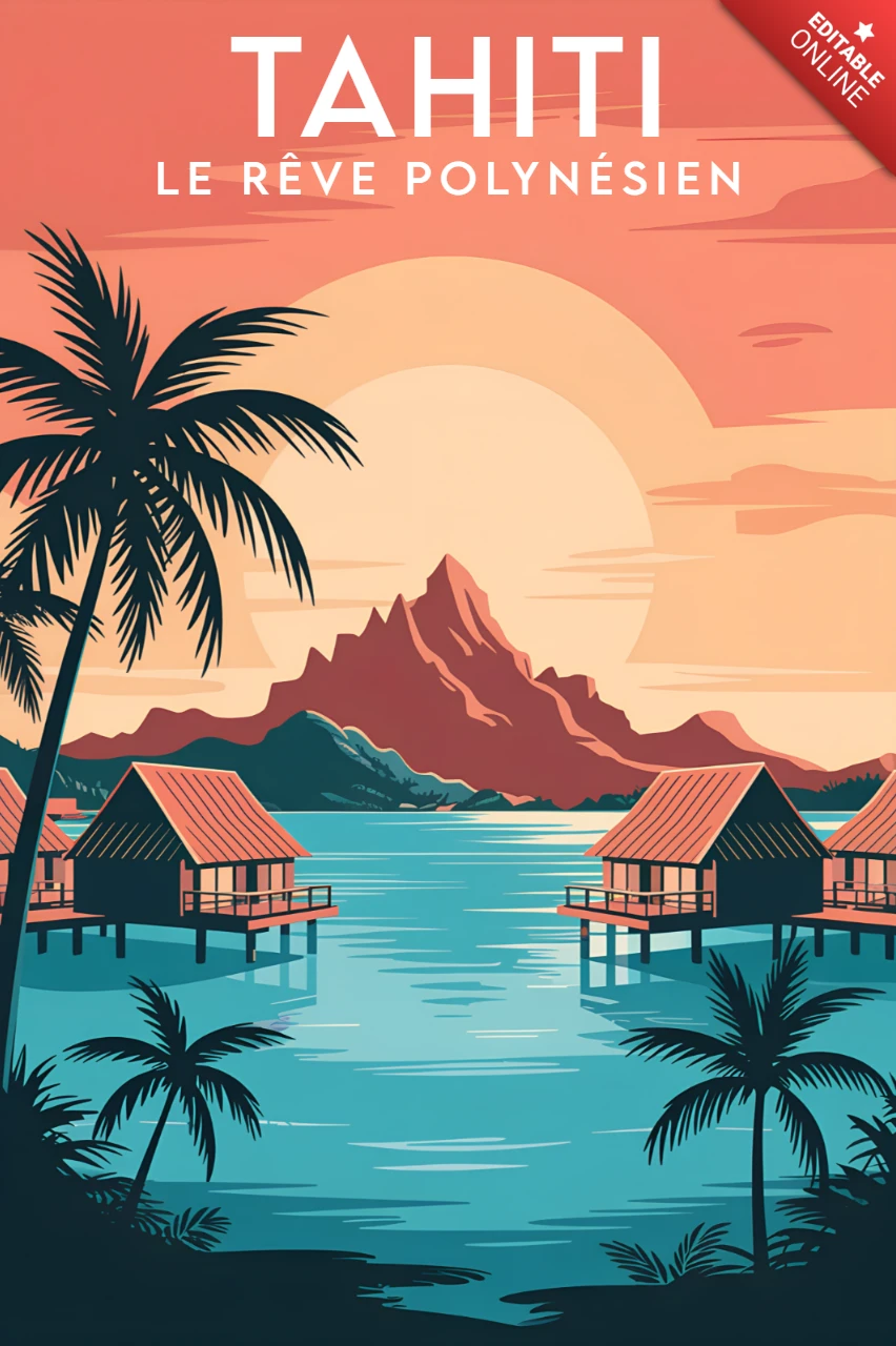 Tahiti tropisches Paradies Designvorlage für Reiseposter