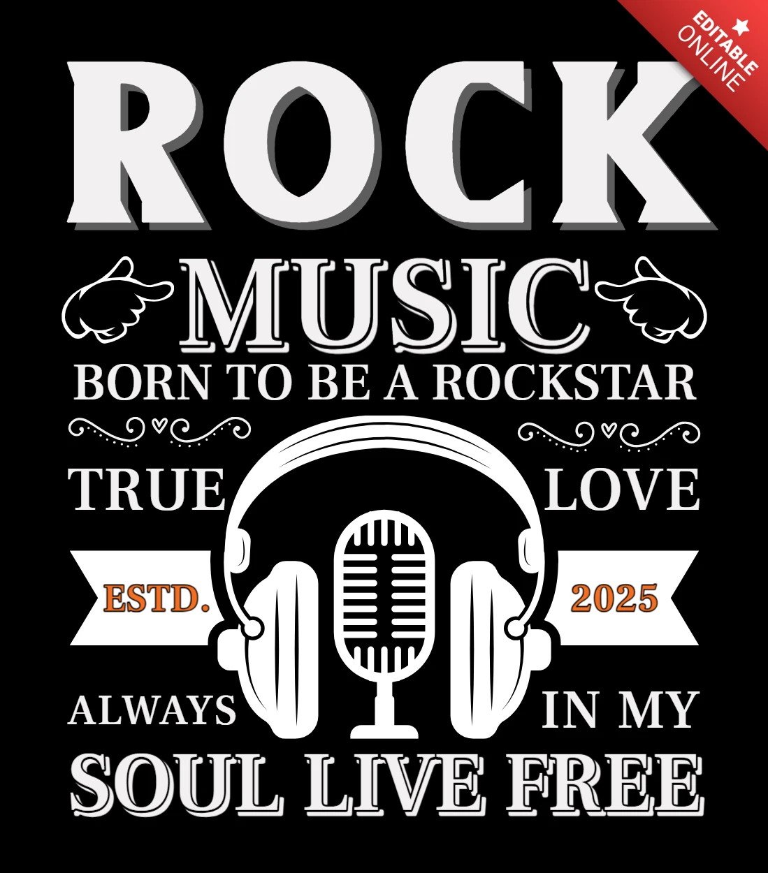 Rock muziek vintage ontwerpsjabloon voor creatieve projecten
