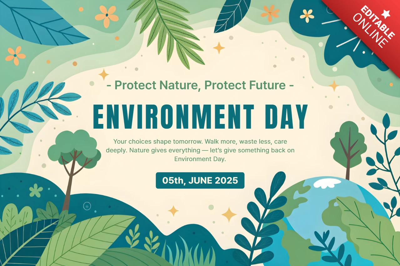 Environment Day Design Template for Sustainable Awareness with Childish Landscape