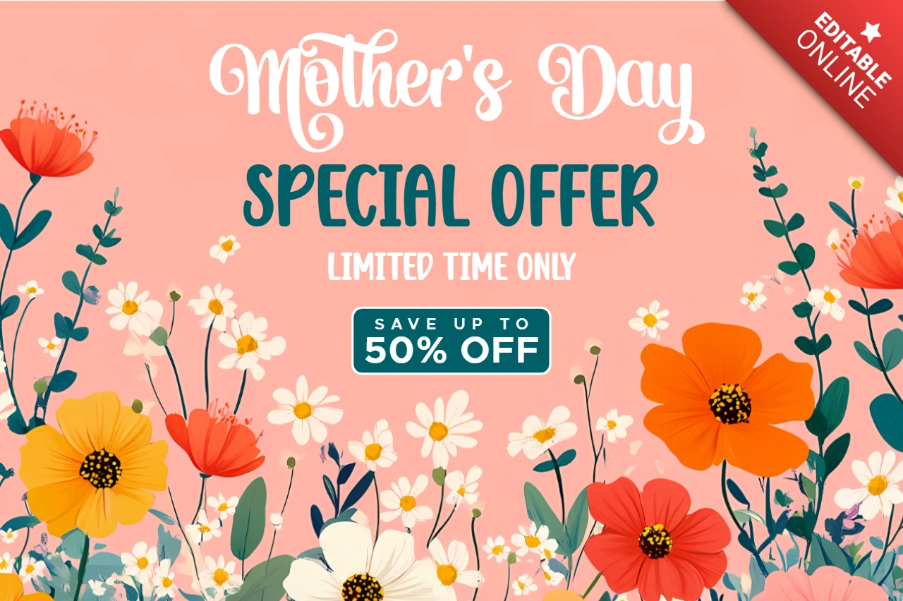 Floral Muttertag Werbevorlage Design mit Sonderangebot
