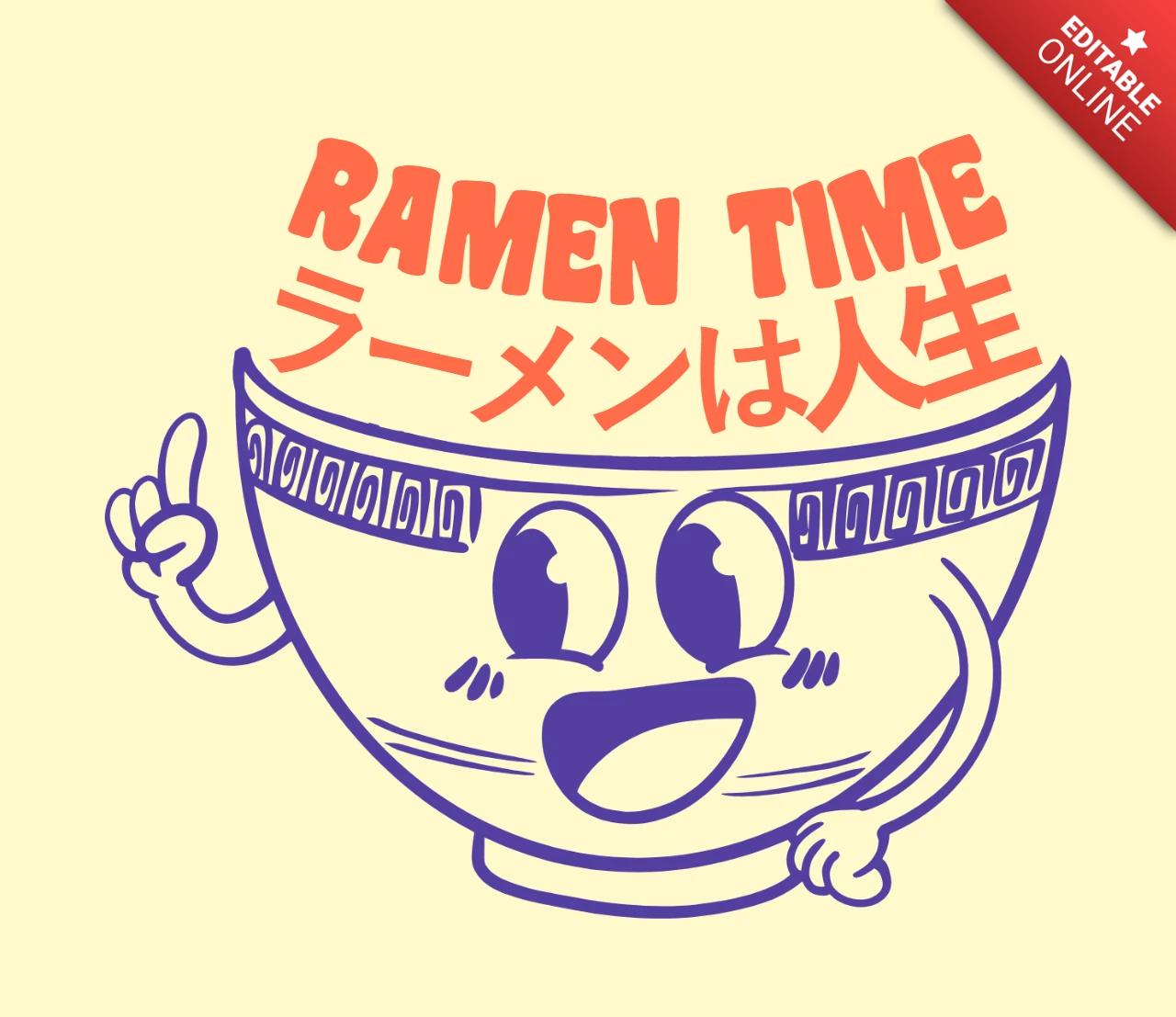 Design template di ramen giocoso – stile cartoon modificabile