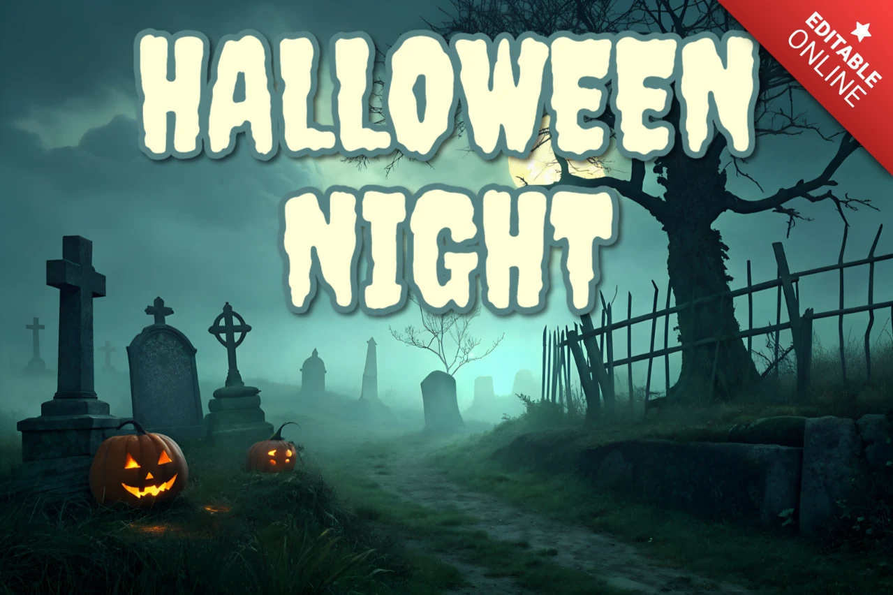 Spooky Halloween Night Design Template for Posters and Flyers