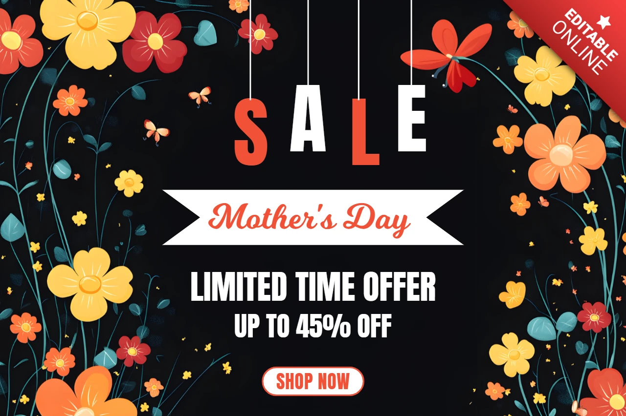 Ontwerpsjabloon voor bloemen voor moederdag - beperkte aanbieding tot 45% korting