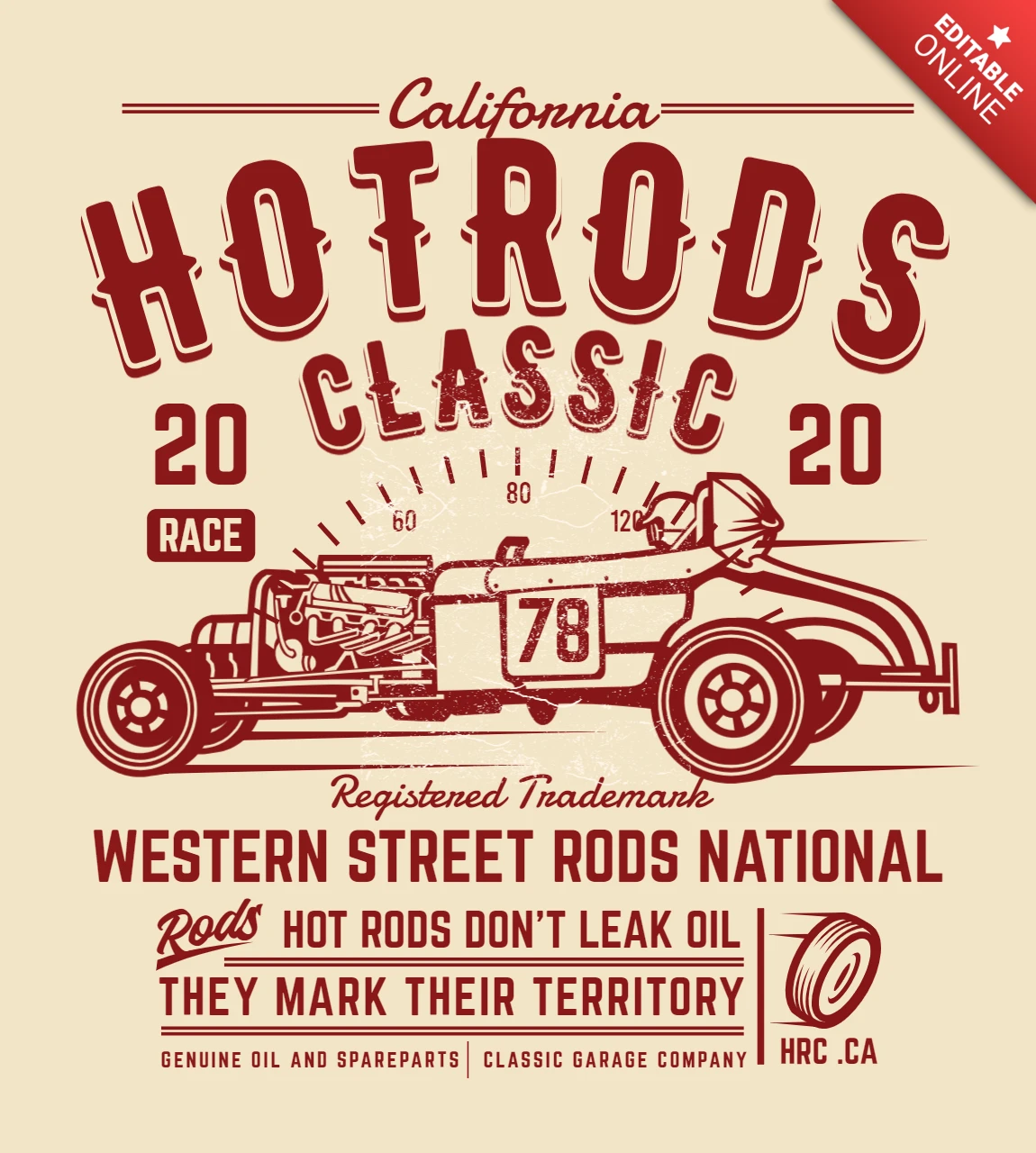 Hotrods Classic T-shirt Design Template