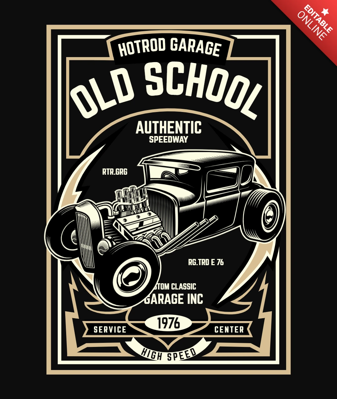 Hotrod Garage Car T-Shirt Design Template