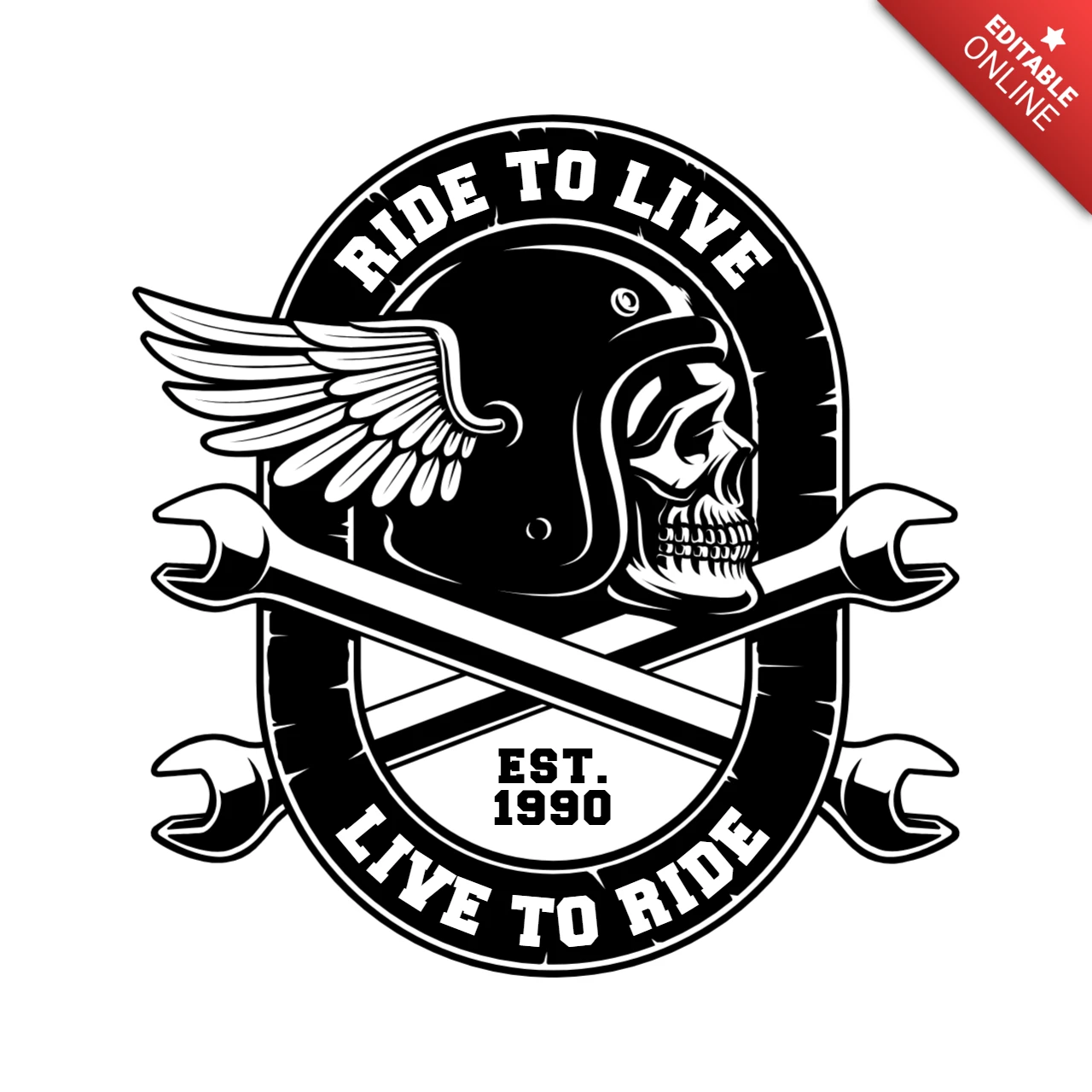 Skull With Crossed Wrenches T-Shirt Design Template