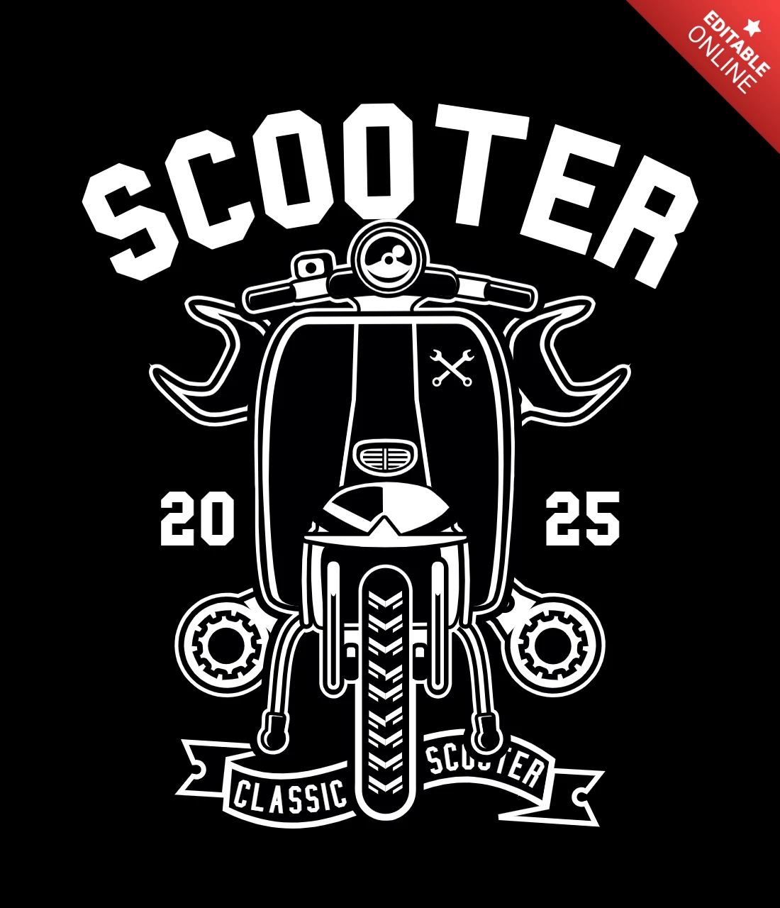 Klasik scooter tişört tasarım şablonu