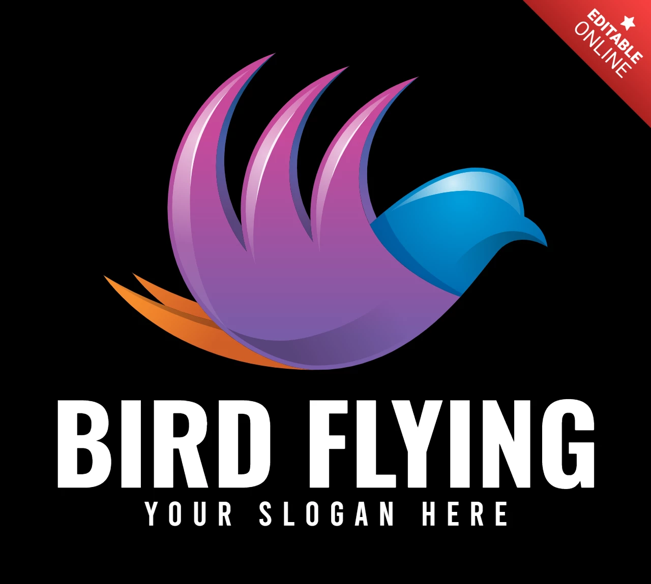 Colorful Flying Bird Logo Design Template