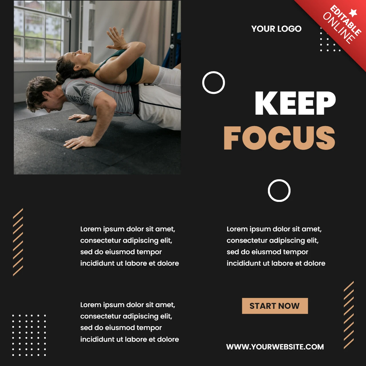 Yoga Fitness Center Instagram Post Design Template