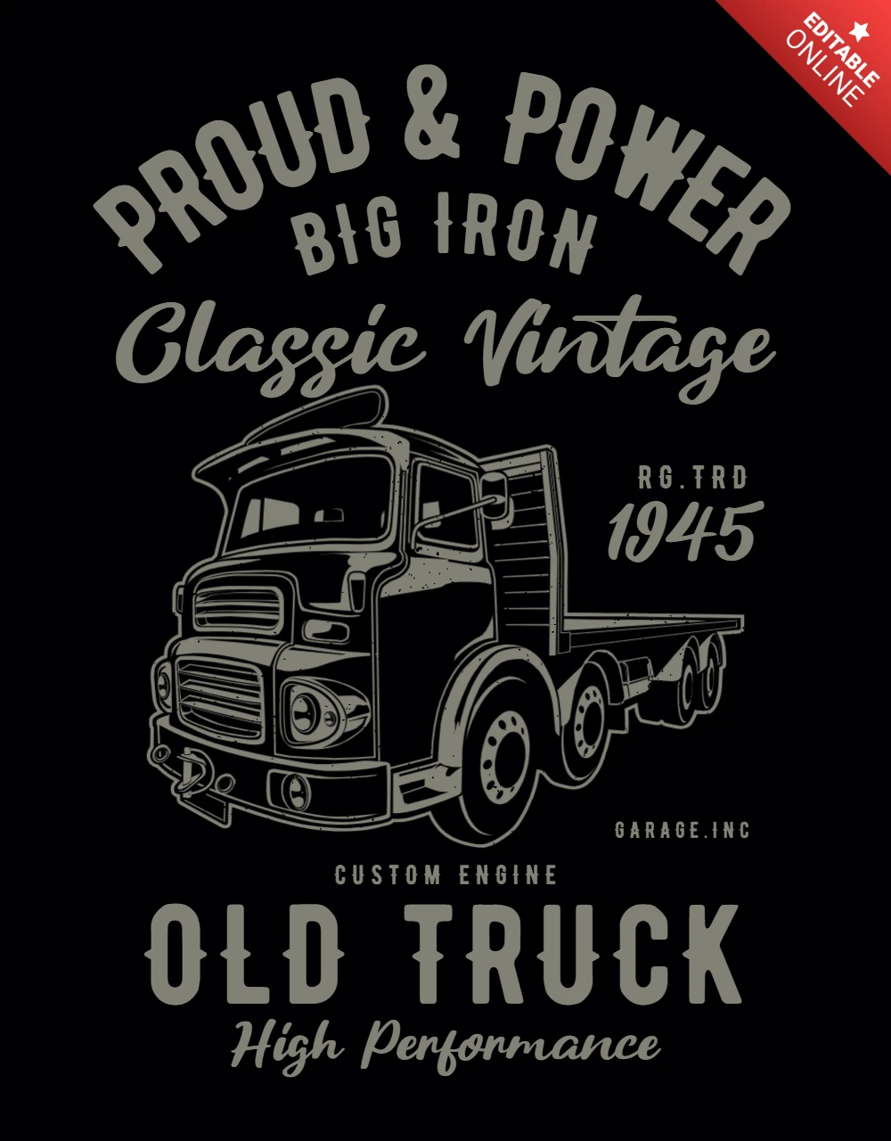 Klassischer vintage lkw t-shirt design vorlage