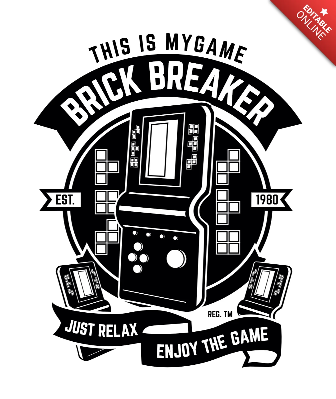 Tetris juego de consola de ladrillo rompe plantilla de diseño de la camiseta