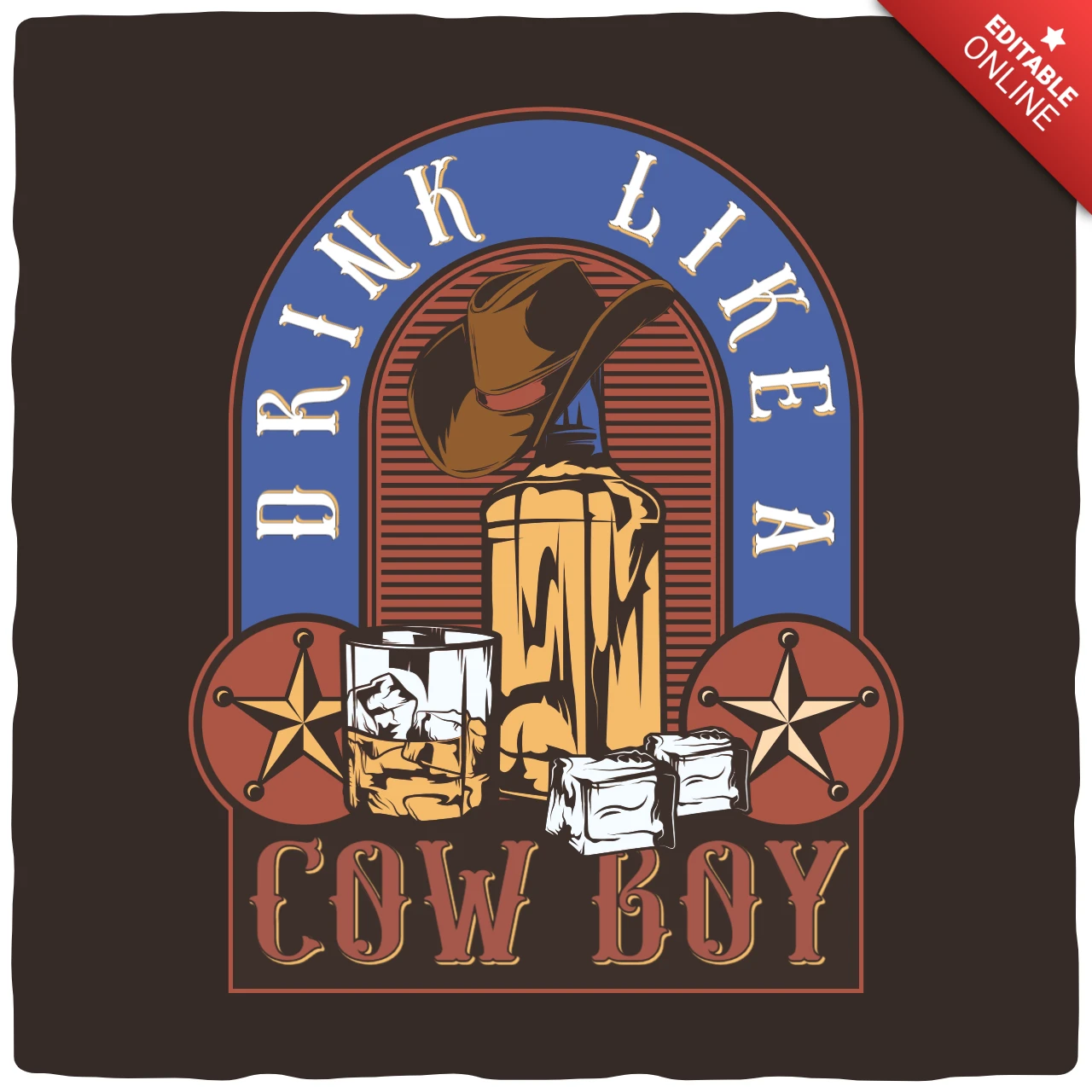 Drink Like a Cowboy T-shirt Design Template