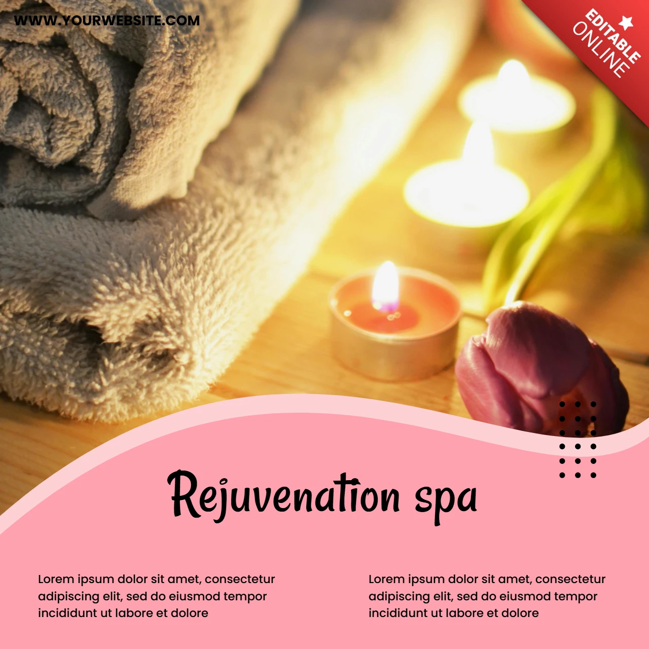 Moderne spa-centrum roze promotionele instagram-postontwerpsjabloon