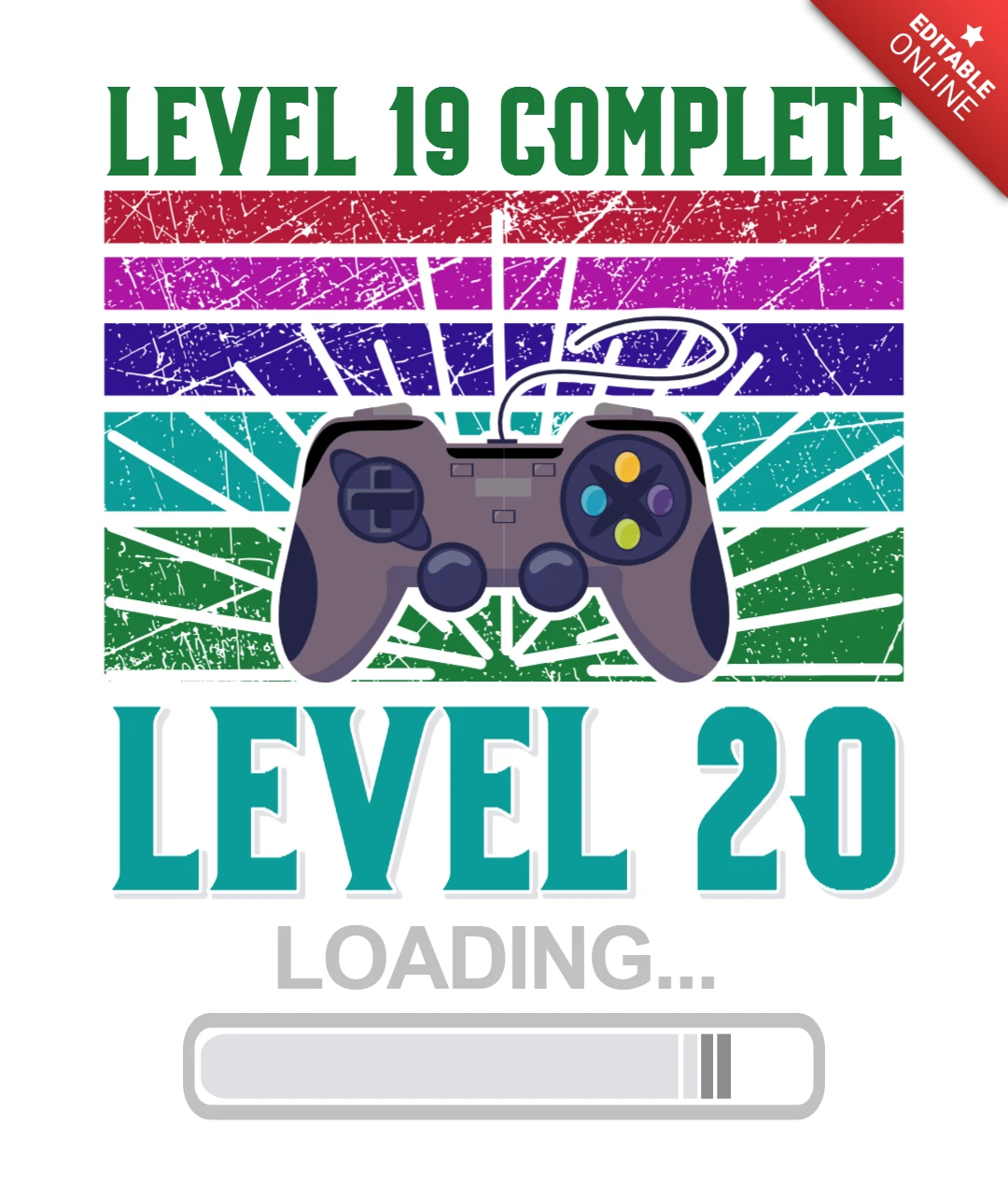 Retro gamer level up plantilla de diseño para geek 20 cumpleaños