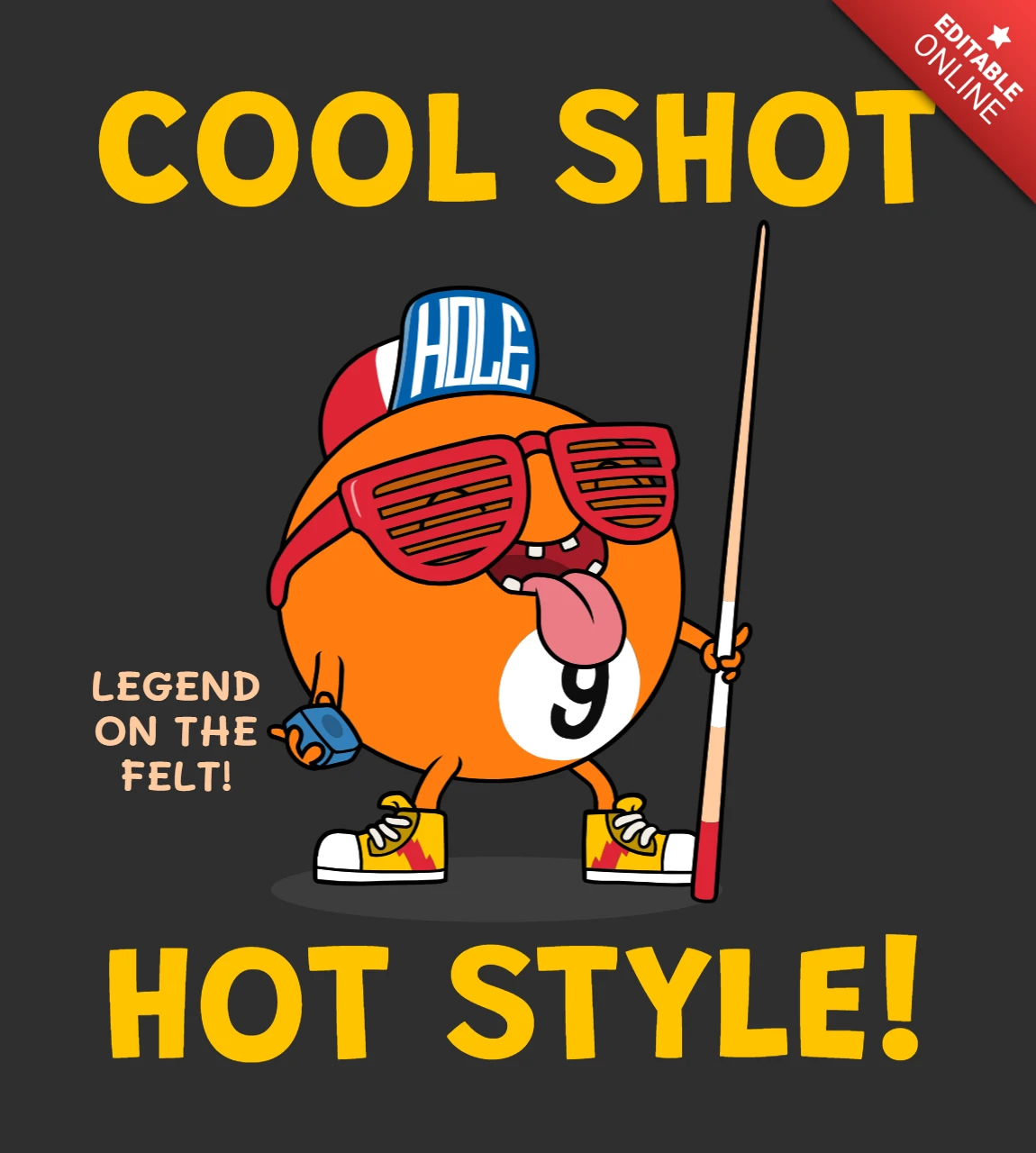 Cool shot hot style design template for pool and billiards decor