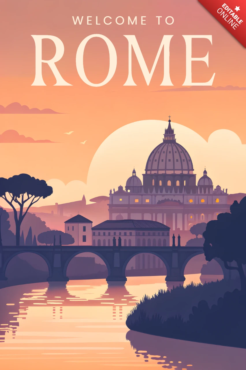 Rom sunset Illustration Design Vorlage für Reiseposter