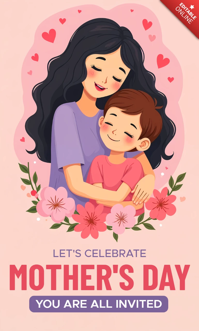 Encantadora plantilla de celebración del día de la madre - diseño floral editable