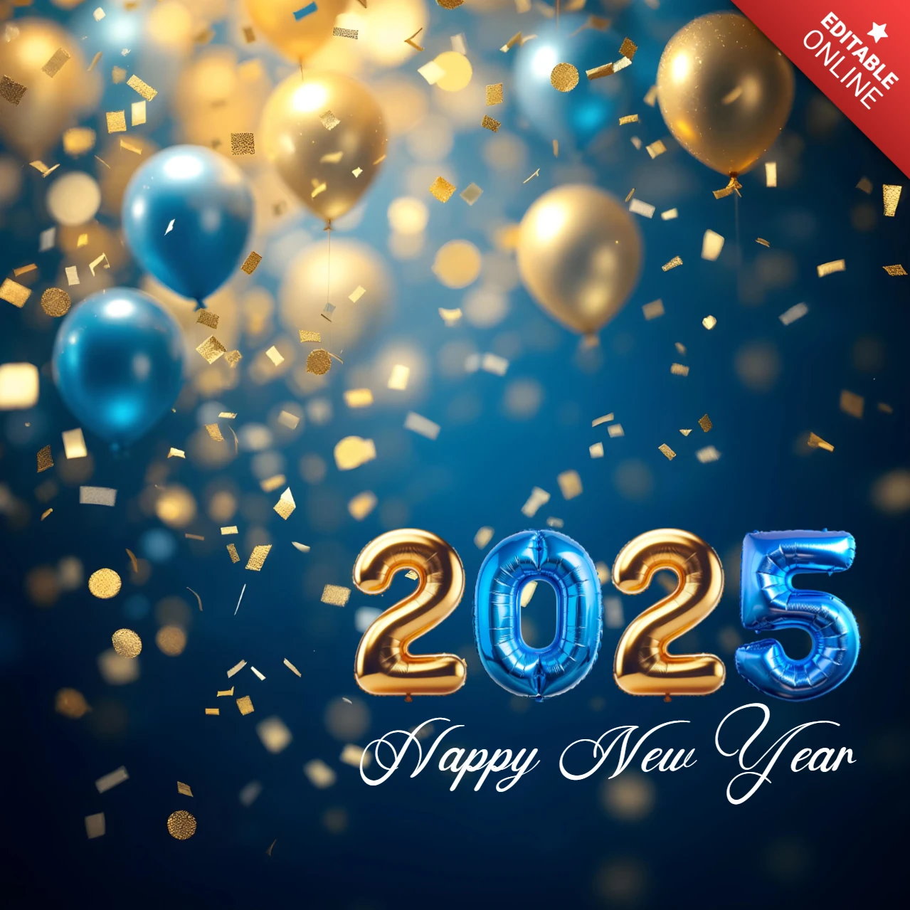 Golden Balloons New Year VIP Greeting Card Template