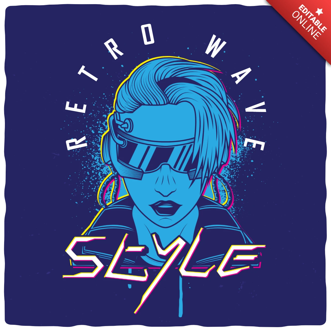 Plantilla de diseño de camiseta ciberpunk de estilo retro wave