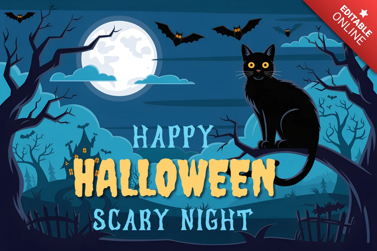 Halloween Cat Design Template for Spooky Party Invitations