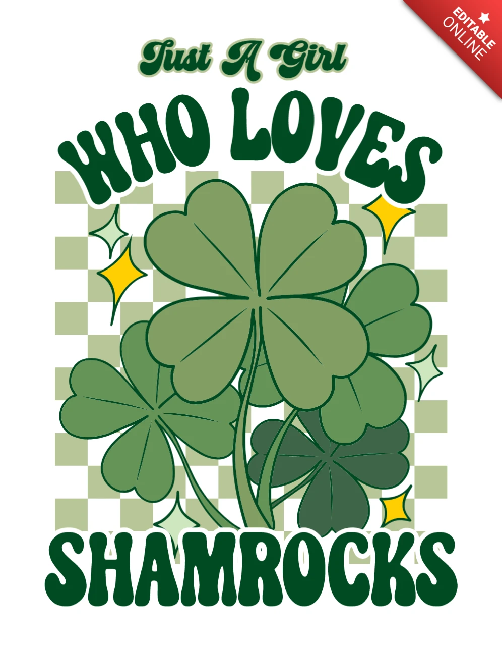 Shamrock Love Design Template for T-Shirts with Retro Green Aesthetic