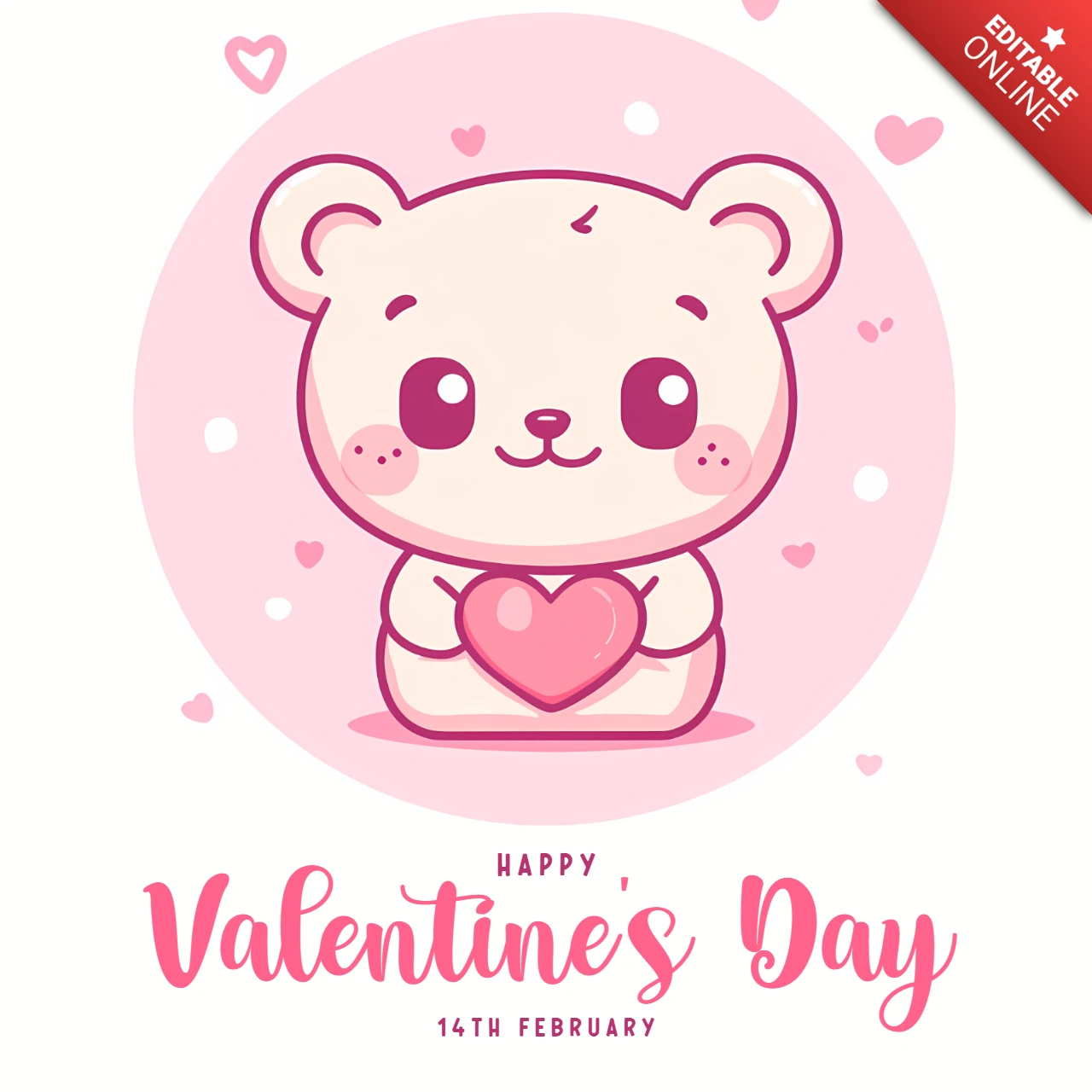 Valentinstag kawaii Bär Vorlage für süße Feiern