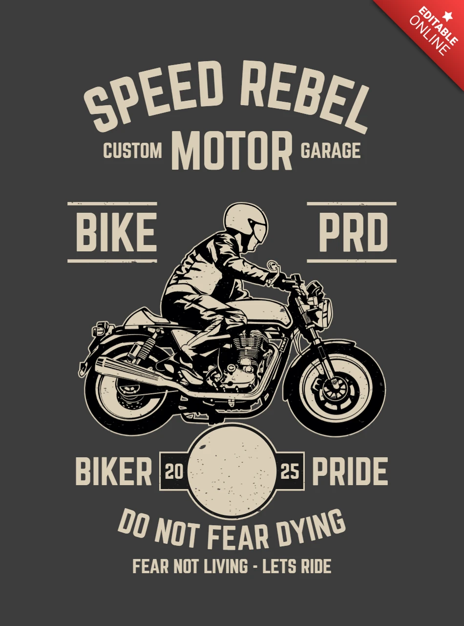 Modello di maglietta Speed rebel motorcycle garage